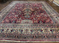 Antique Persian Mashad Rug 10x12, Red and Ivory, Signed by Master Weaver