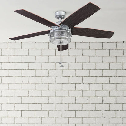 52 Inch Indoor Outdoor Ceiling Fan LED Light Dual Mount