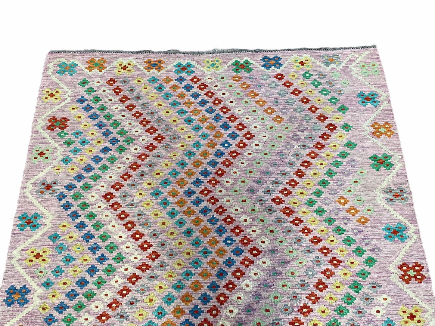 Pink Kilim Rug 6x8 Colorful Turkish Kilim Rug 6 x 8 Flat Weave Kilim Playful Kilim Multicolor Anatolian Chobi New Kilim