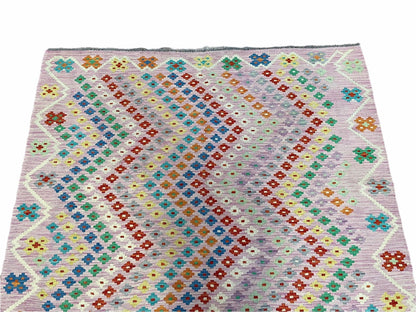 Pink Kilim Rug 6x8 Colorful Turkish Kilim Rug 6 x 8 Flat Weave Kilim Playful Kilim Multicolor Anatolian Chobi New Kilim