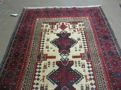 4' X 7' Vintage Handmade Pakistan Turkoman Bokhara Balouch Woven Wool Rug Nice