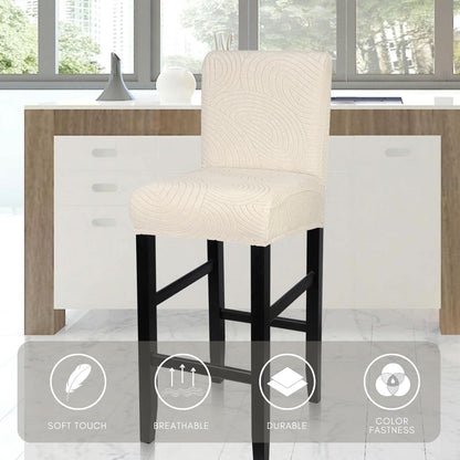 Water Repellent Bar Stool Covers Set Of 4 Beige Ripple Jacquard