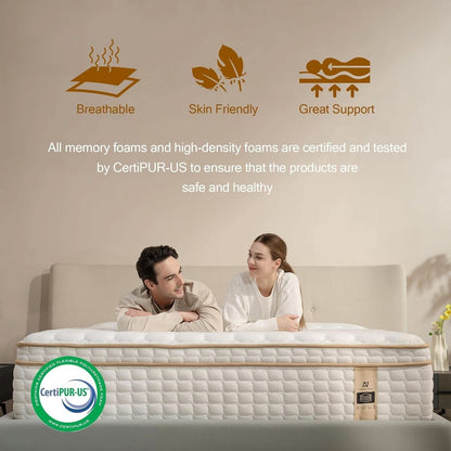 Queen 12 Inch CertipurUS Memory Foam Hybrid Mattress