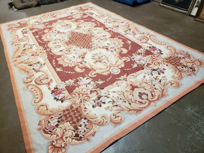 6' X 9' Vintage Handmade Chinese Needlepoint Wool Rug Flat Weave