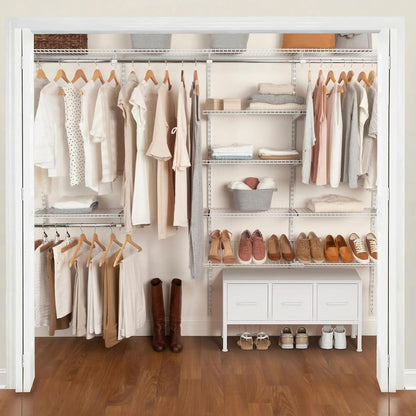 White Closet Storage Organizer With Fabric Drawers