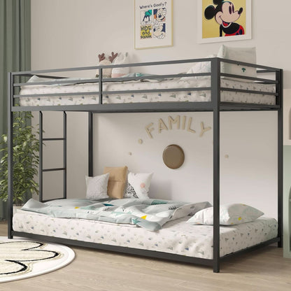 Twin Bunk Bed Black With Stable Ladder For Adults And Teens