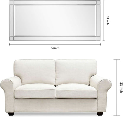 Modern Squared Corner Rectangle Wood Wall Mirror 24 x 54
