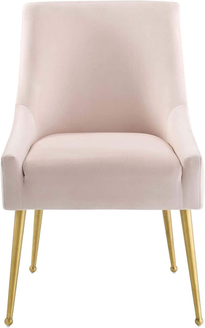Pink Velvet Dining Chair With Gold Accents For Dining Room