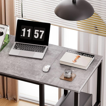 Computer Desk 40 Inch Gray With Durable Storage Shelves