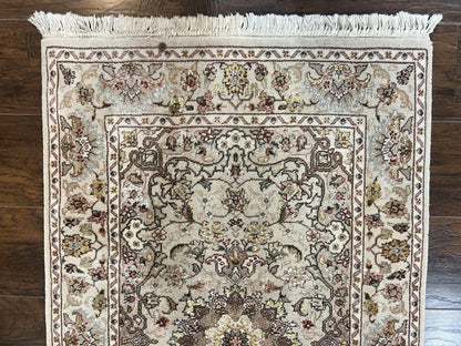 Sino Persian Rug 2.5 x 4, Hand Knotted Oriental Carpet, Small Persian Rug, Floral Medallion, Wool, Vintage