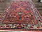 Persian Sarouk Rug 7x10, Red and Ivory, Floral Bouquets, Birds