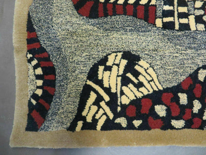 3' X 4' Vintage Hand Crafted Israel Wool Rug Carpet Wall Hanging Signed Hebrew