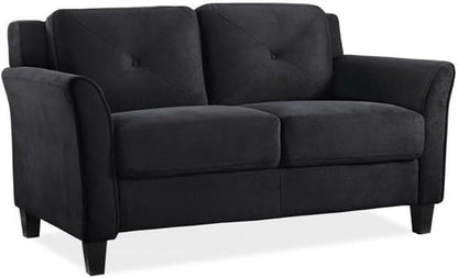 Two Piece Polyester Microfiber Upholstered Sofa Set With 78 Inch Wide Sofa And 56 Inch Wide Loveseat In Black