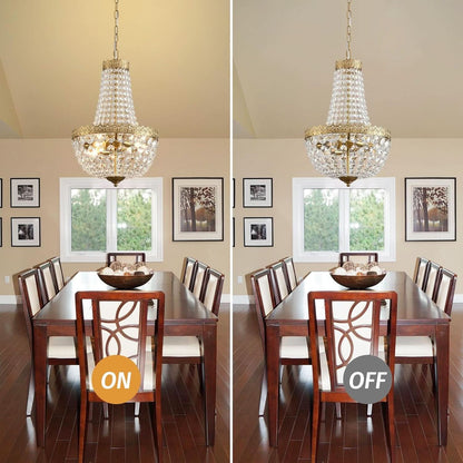 Antique Brass Crystal Chandelier Four Light Pendant