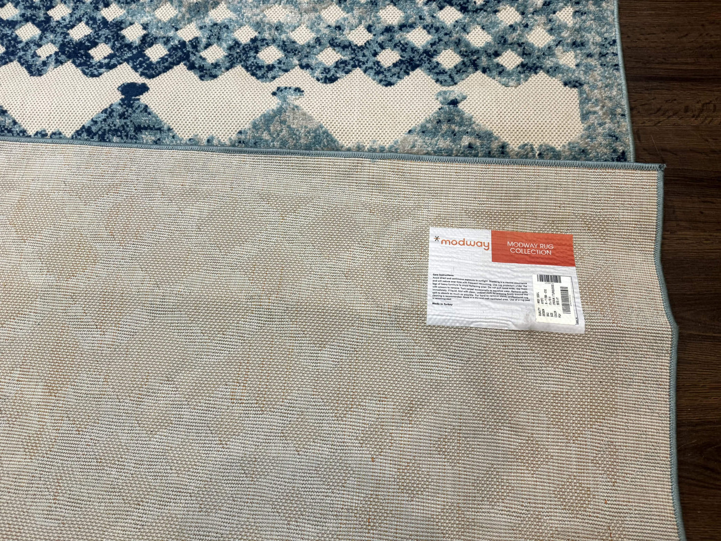 Modern Rug 8x10, Abstract Rug, Oat and Blue, Raised Pattern, Modway Rug Collection