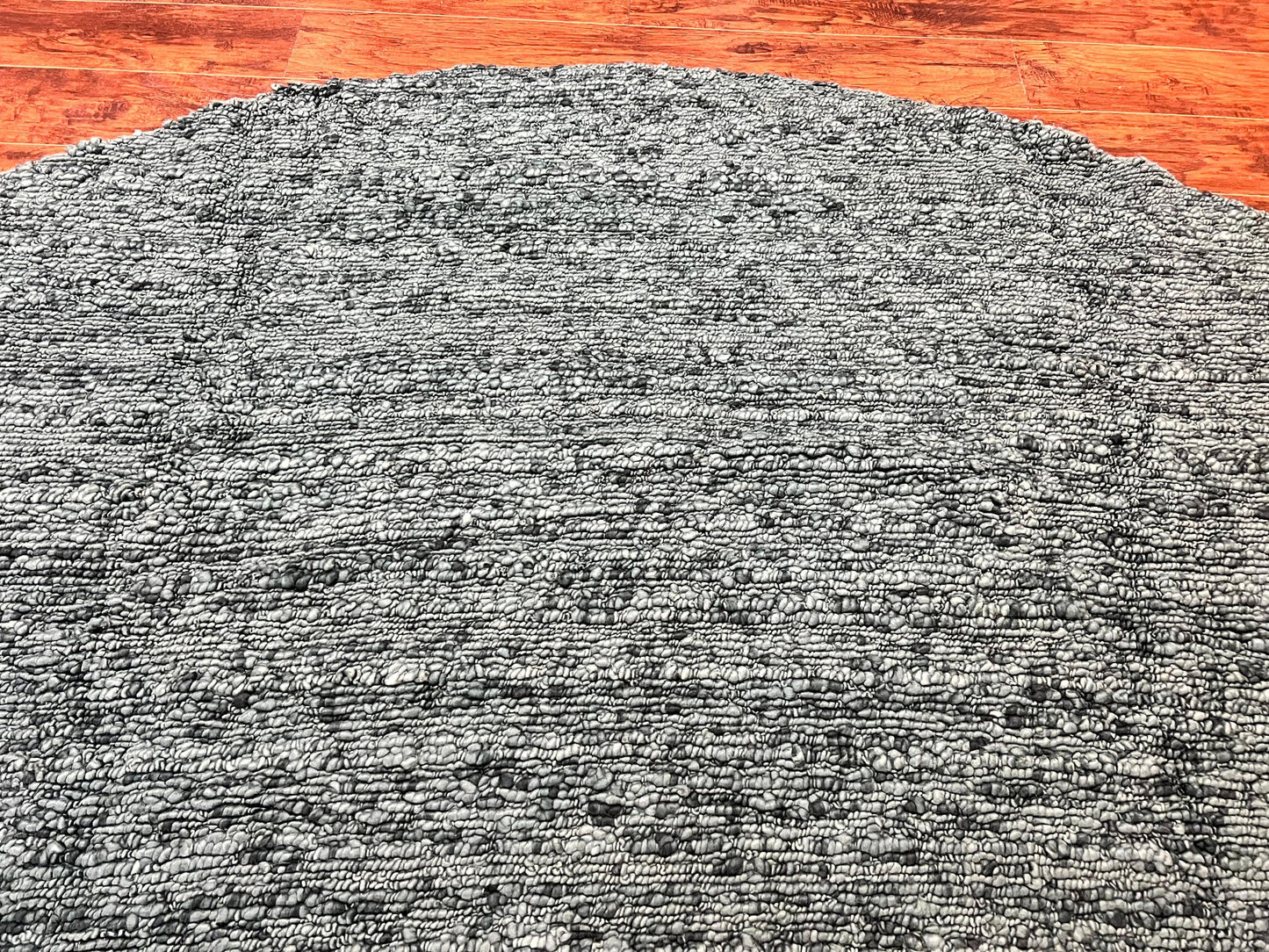 Large Round Indian Rug 11x11, Teal, Vintage Handmade Wool Carpet