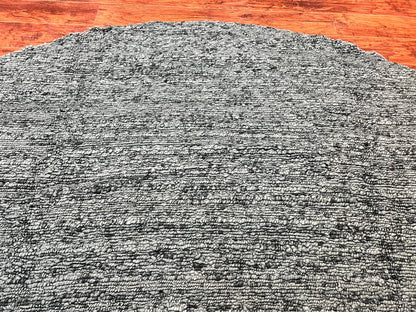 Large Round Indian Rug 11x11, Teal, Vintage Handmade Wool Carpet