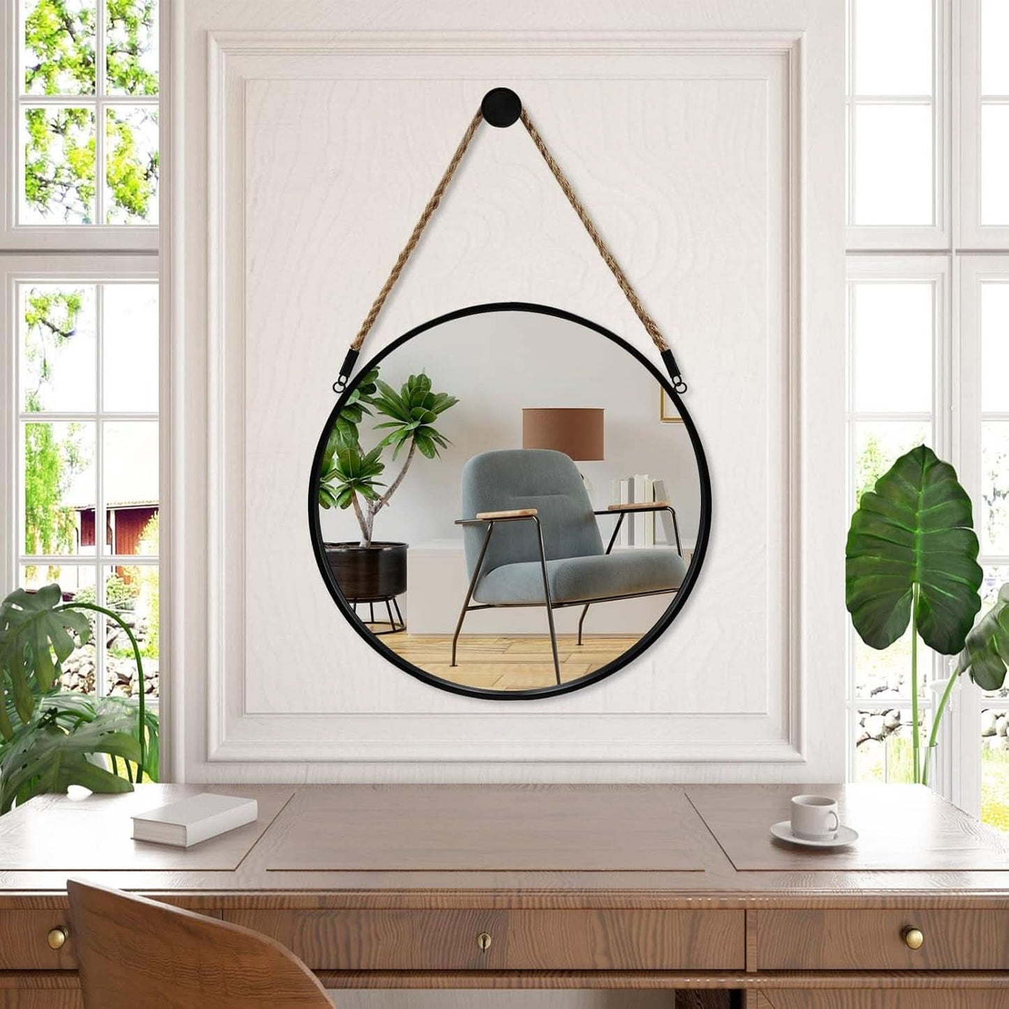 20 Inch Round Hanging Mirror Wall Mounted Classic