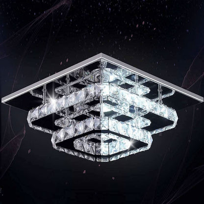 Crystal Square LED Ceiling Light Two Layer Flush Mount