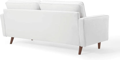 Valour Performance Velvet Sofa White Mid Century Modern