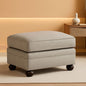 Rectangular Upholstered Ottoman Light Brown Bun Legs