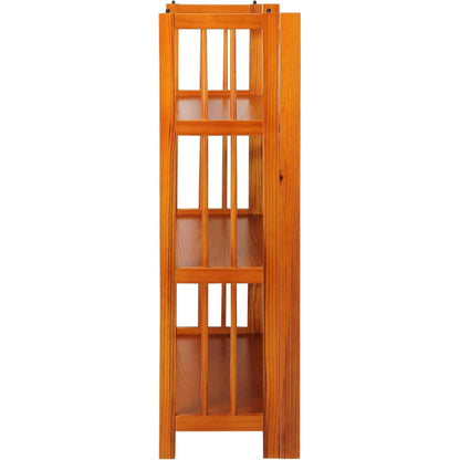 3-Shelf Folding Stackable Bookcase 27.5 Inch Wide Honey Oak