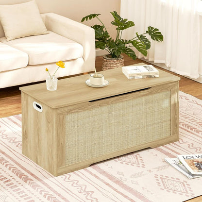 Natural 39.4 Inch StorageChest With Hinges Durable