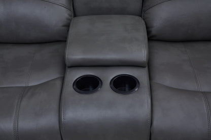 Bonded Leather Sectional Sofa Grey Power Reclining