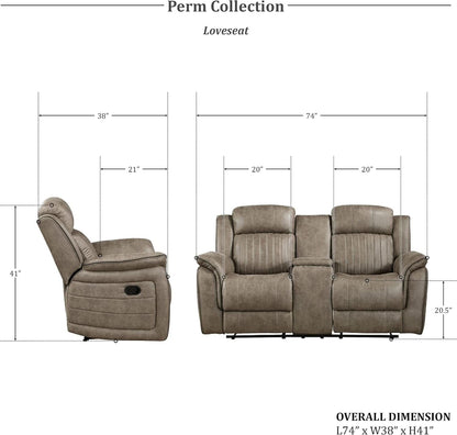 Sandy Brown Microfiber 3 Piece Reclining Living Room Set
