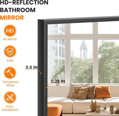 56 Inch Full Length Floor Mirror Black For Bedroom Living Room