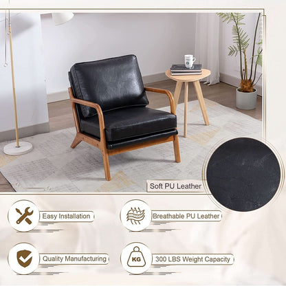 Modern Black Accent Chair With Thick Cushioned Seat