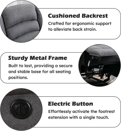 Oversized Grey Electric Recliner Chair For Living Room