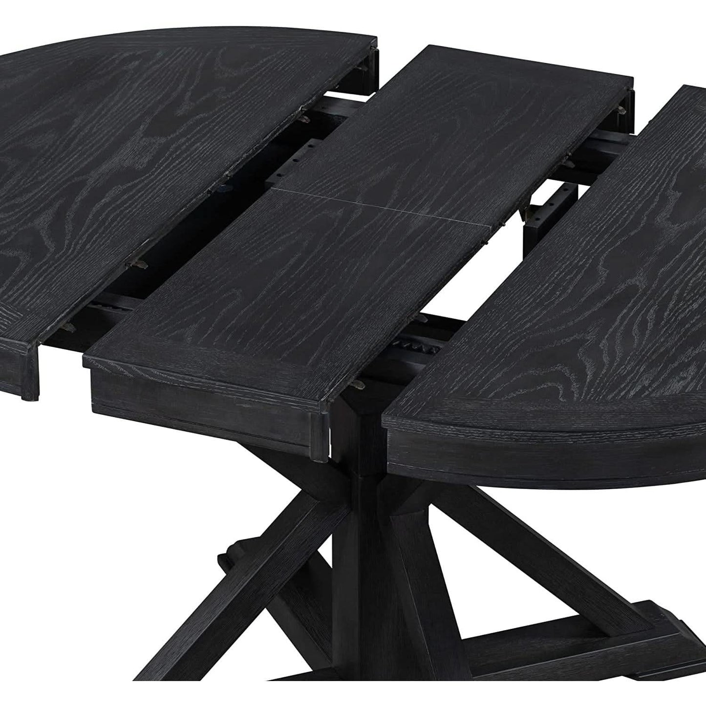 Extendable Round Dining Table Set 5 Piece Modern Farmhouse Style