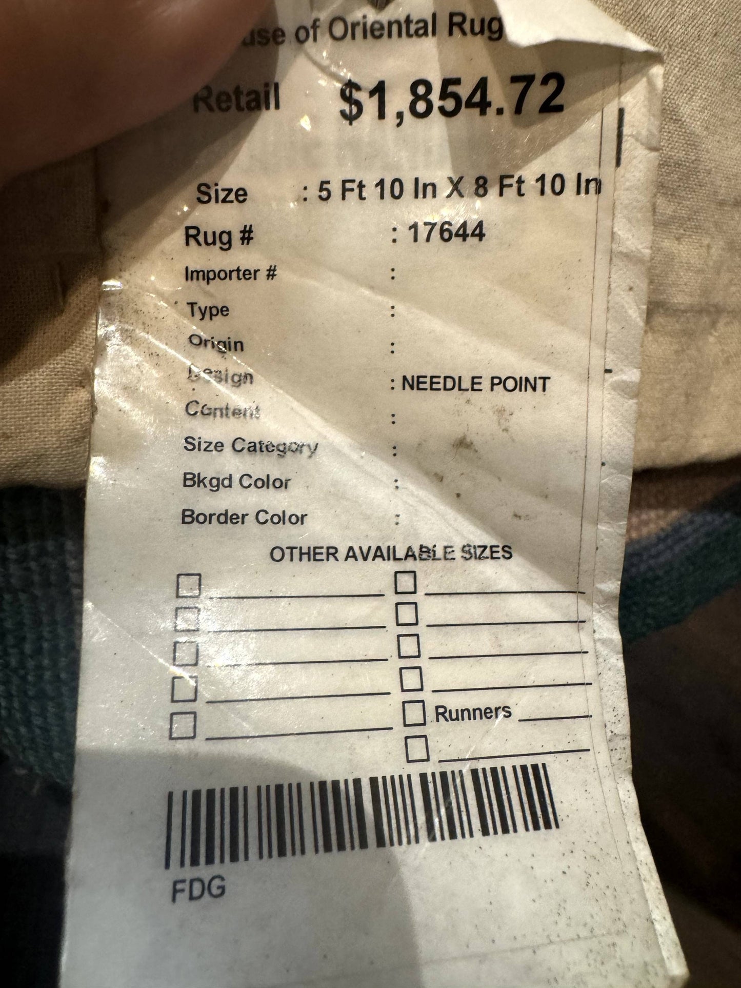 Teal Needlepoint Rug 6x9, Panel Design, Floral Bouquets, Handmade