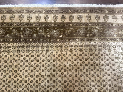 Indo Persian Rug, Allover Pattern, Beige, Wool Handmade Carpet