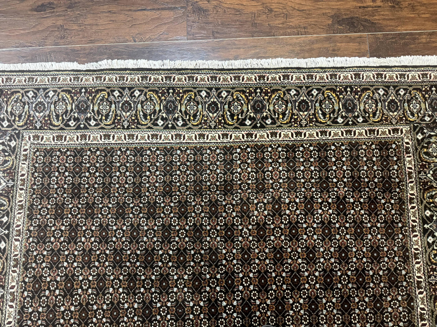 Persian Tabriz Rug 5x7, Black, Allover Pattern