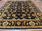 Indo Persian Mahal Rug 8x10, Black and Gold, Wool Hand Knotted Oriental Carpet