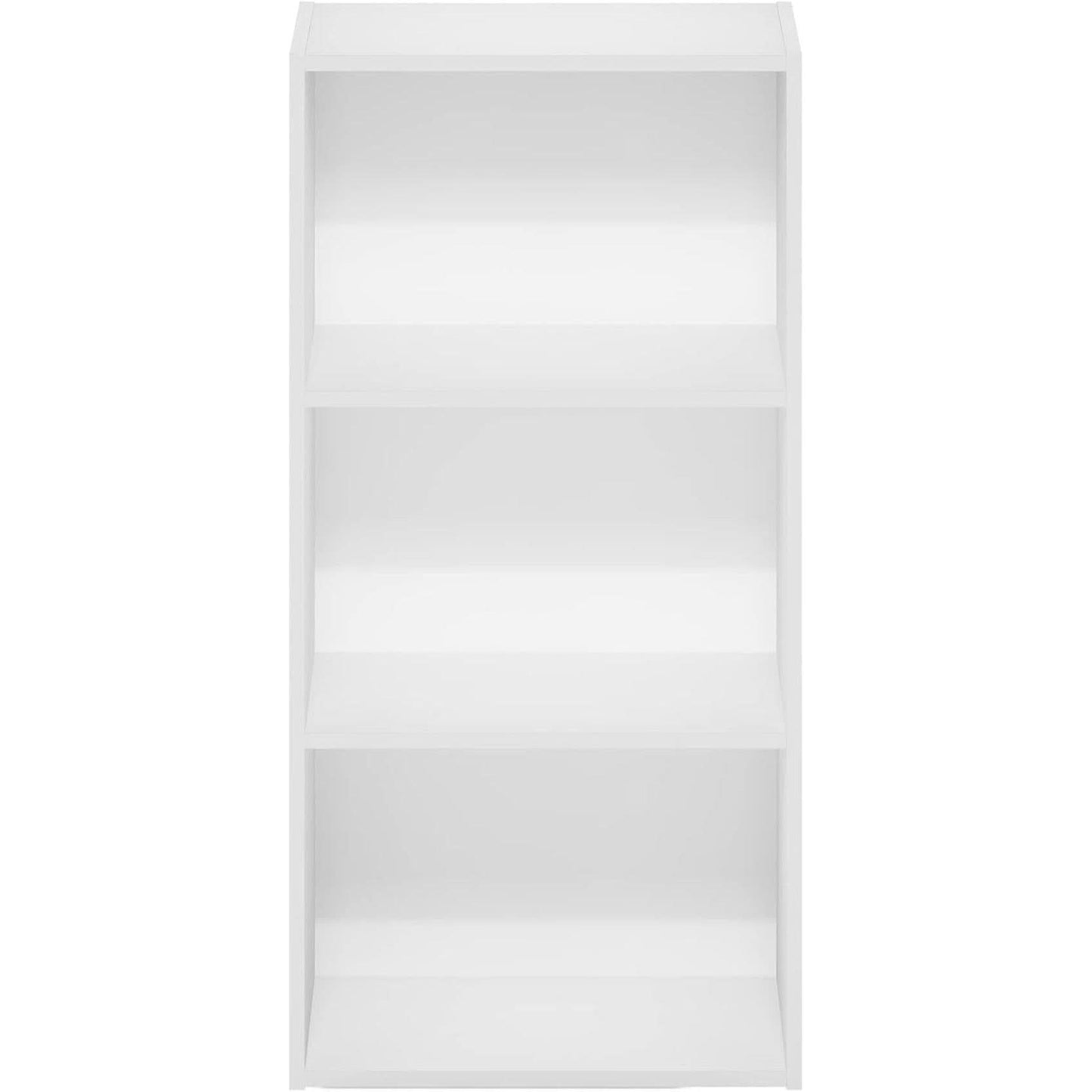 Luder Three Tier Open Shelf Bookcase Bright White Finish