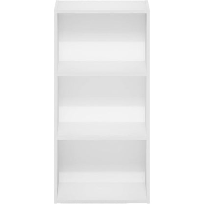 Luder Three Tier Open Shelf Bookcase Bright White Finish