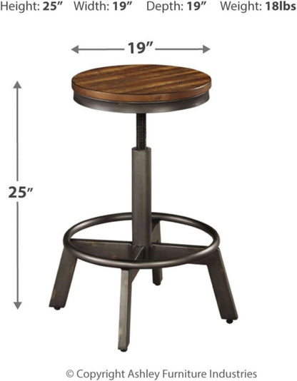 Torjin 24 Inch Adjustable Height Brown Barstools Set