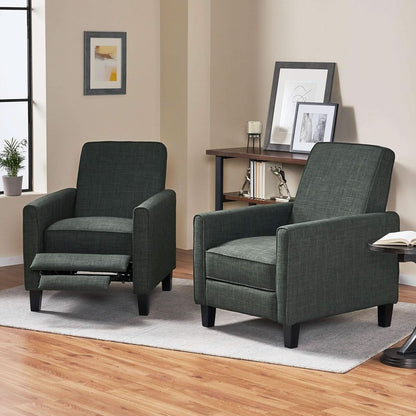 Emmie Fabric Recliner Set Of 2 Moss Gray Recliners