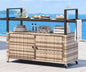 Large Outdoor Kitchen Rolling Cart With Black Glass Top