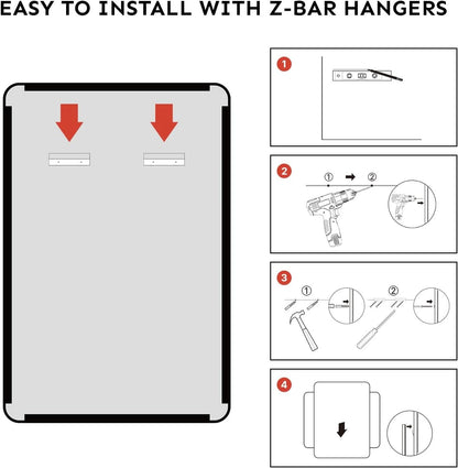 Bathroom Vanity Mirror 30x22 Aluminum Frame Durable