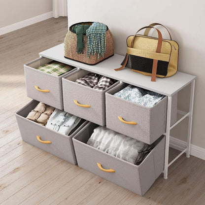 Light Gray 5 Drawer Dresser Tower Unit Small Size Modern