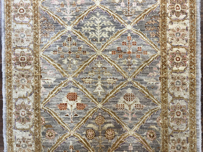 Pakistani Peshawar Rug 3.6 x 5, Safavieh Wool Handmade Hand Knotted Vintage Rug, Panel Design Oriental Carpet, Pair C