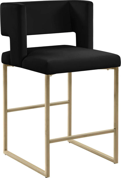 Caleb Collection Counter Height Stool Black Velvet Set Of 2