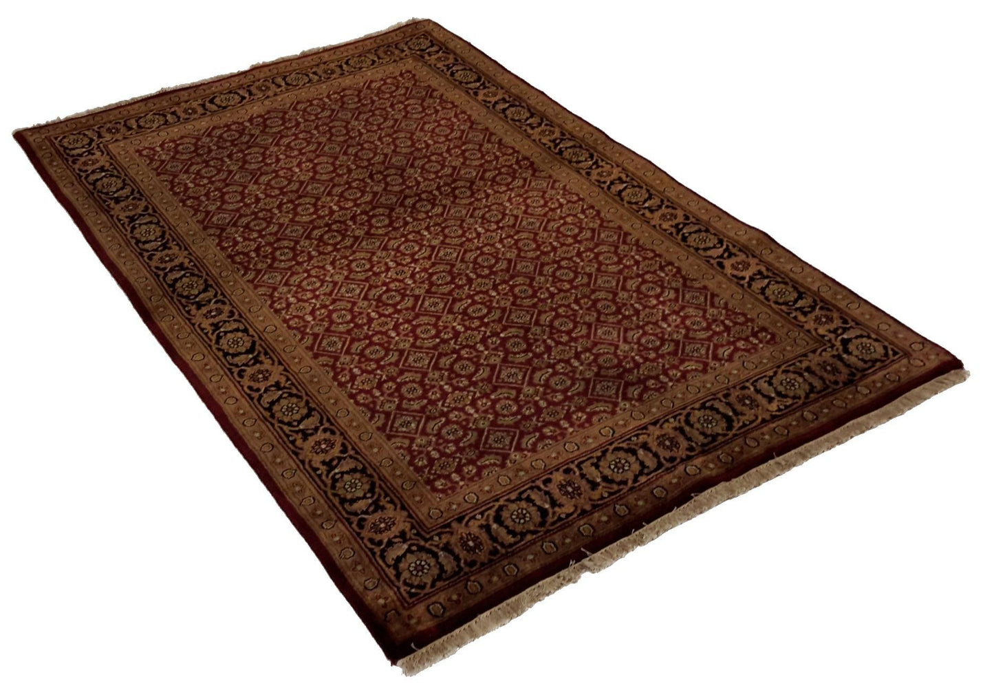 Canvello Hand Made Traditional All Over Indo Herati Rug - 4'0'' X 6'1''