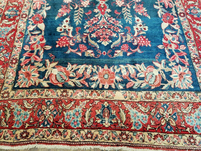 4' X 7' Vintage Handmade Turkish Wool Rug Flowers Birds Tree Of Life Blue Red