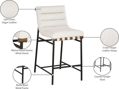 Burke 813Cream Contemporary Counter Stool Cream Matte Black Frame