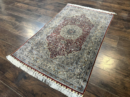 Sino Persian Silk Rug 3x5, Super Fine 440 KPSI, Floral Medallion, Handmade